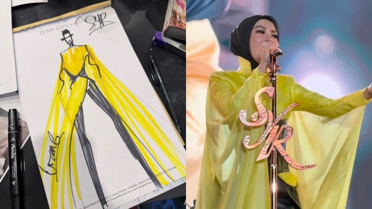 5 Detail gaya Syahrini di Pestapora, paduan busana kuning cerah dan hitam karya Ivan Gunawan dipuji