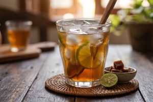 Mau yang seger tapi takut kebanyakan gula? Yuk coba resep es teh krampul legitnya medok & less sugar