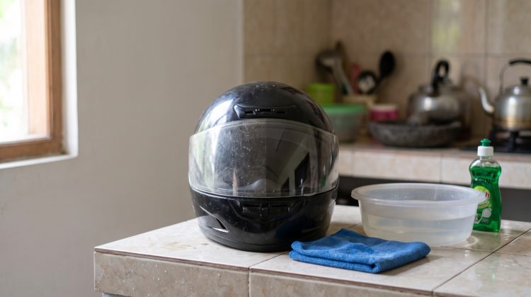 Begini cara membersihkan kaca helm buram tanpa menggosoknya keras