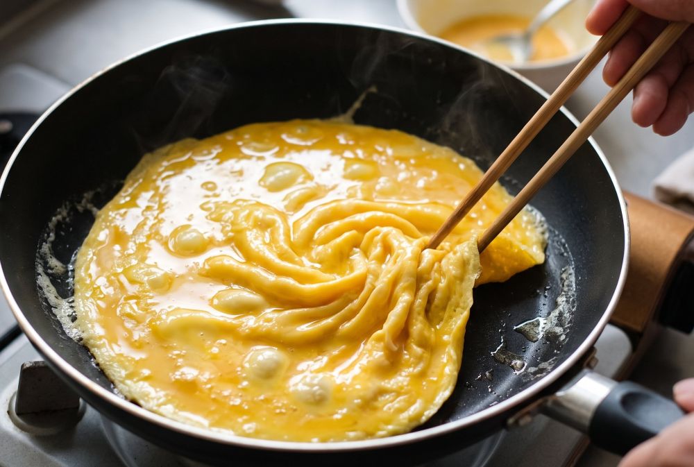 Trik bikin telur omelet ala 'bunga mawar' khas resto bintang lima, caranya gampang pemula pun bisa