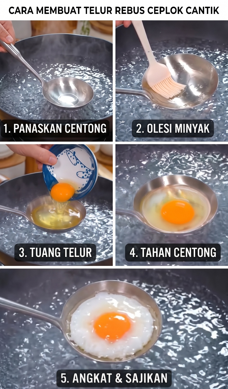 Bikin mie goreng pakai telur yang berantakan bentuknya? ini trik telur rebus ala ceplok yang unik