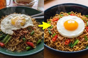 Bikin mie goreng pakai telur yang berantakan bentuknya? ini trik telur rebus ala ceplok yang unik
