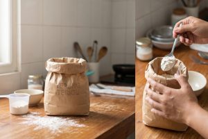 Cara mengambil tepung dari kemasan agar tidak berceceran di meja dapur