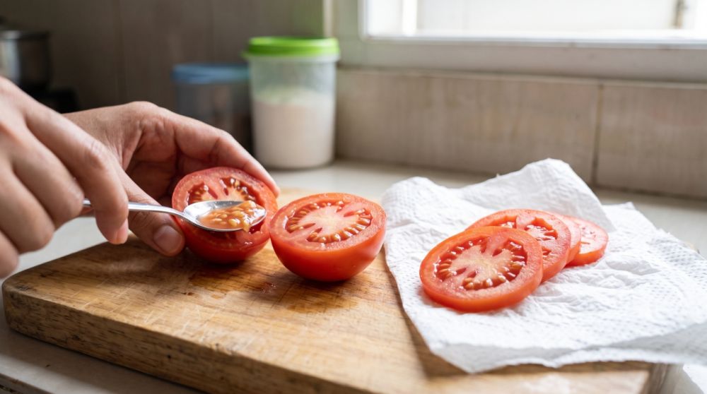 Biji tomat ikut membasahi isian sandwich? Begini cara menyiapkannya