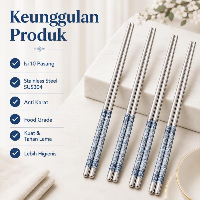 5 Rekomendasi sumpit stainless steel yang reviewnya baik di bawah Rp 50 ribu, lebih higienis dan awet