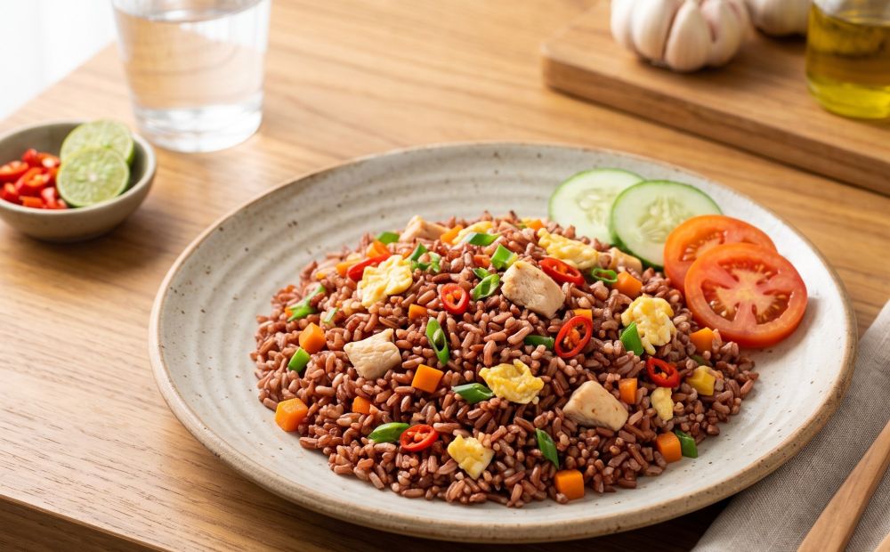 Resep nasi goreng sehat yang rasanya nendang tapi rendah garam, gurihnya nagih dan masaknya gampang