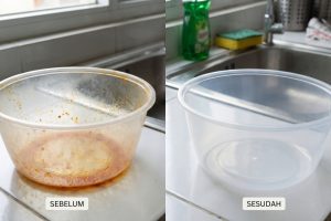 Mangkuk plastik bekas makanan berlemak masih licin, begini cara mencucinya