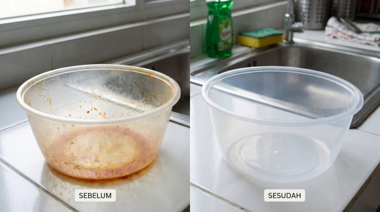 Mangkuk plastik bekas makanan berlemak masih licin, begini cara mencucinya