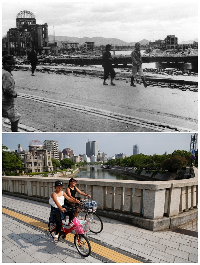 Foto-foto kondisi Hiroshima-Nagasaki sekarang dan 70 tahun lalu
