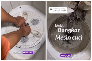 Cara bapak-bapak bongkar mesin cuci ini simpel pakai 1 alat dapur, basmi semua noda hingga ke akar