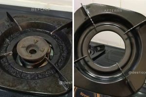 Tanpa cuka dan air panas, begini trik bersihkan tungku kompor berkerak dan penuh lemak pakai 3 bahan