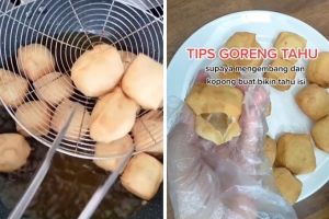 Tak perlu direndam dulu, ini trik goreng tahu putih agar dalamnya kopong dan mudah diberi isian