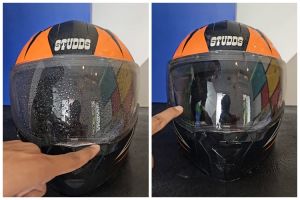 Cukup tambah 1 bahan dapur, begini trik mengatasi water spot di kaca helm agar tak mudah berembun
