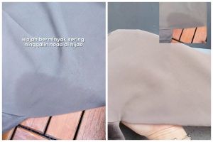 Kerap membekas, trik bersihkan noda minyak dan keringat di jilbab ini auto kinclong pakai 1 bahan kue