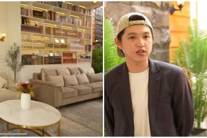 8 Potret ruang tamu Ustaz Dennis Lim ini bernuansa bak di perpustakaan