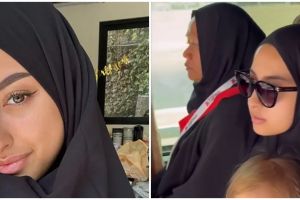 9 Momen Jennifer Coppen jalani ibadah umrah bareng anak, gaya Kamari pakai hijab bikin gemas