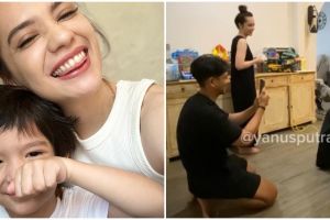 Rumah tangganya dirumorkan cerai, 7 momen harmonis Putri Anne dan Arya Saloka temani sang anak cukur