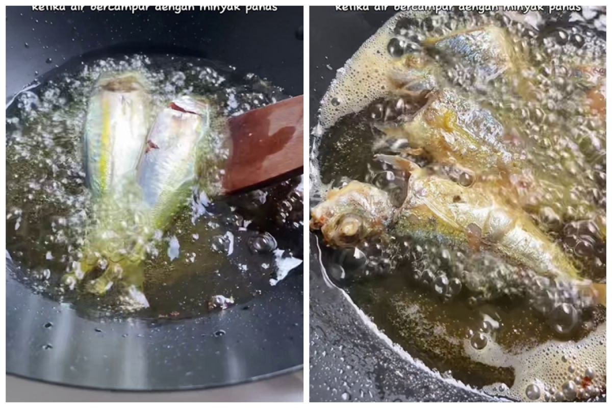 This effective way to reduce oil splashes when frying fish without