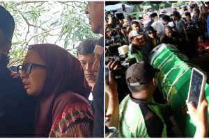 9 Potret ketegaran Ikang Fawzi melepas istri saat pemakaman, 4 kali pingsan, dikuatkan Menteri Basuki