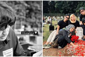 7 Momen haru Ikang Fawzi dan keluarga ziarah di makam Marissa Haque, peluk dan cium nisan