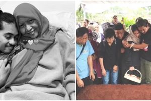 7 Momen haru pemakaman penyanyi top 70-an Dina Mariana, Ezra Mandira eks HIVI! berusaha tegar