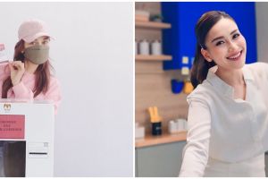 11 Momen seleb nyoblos di Pilkada 2024, Ayu Ting Ting dan keluarga kompak kenakan baju biru