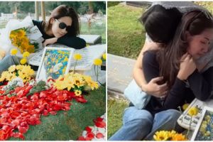 9 Momen Tamara Tyasmara ziarah ke makam Dante untuk rayakan ultahnya, menangis di pusara sang anak