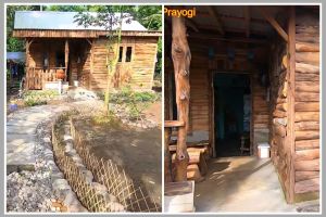 Berdinding full kayu, 9 potret rumah kayu ini lantainya unik cuma dari kumpulan batu
