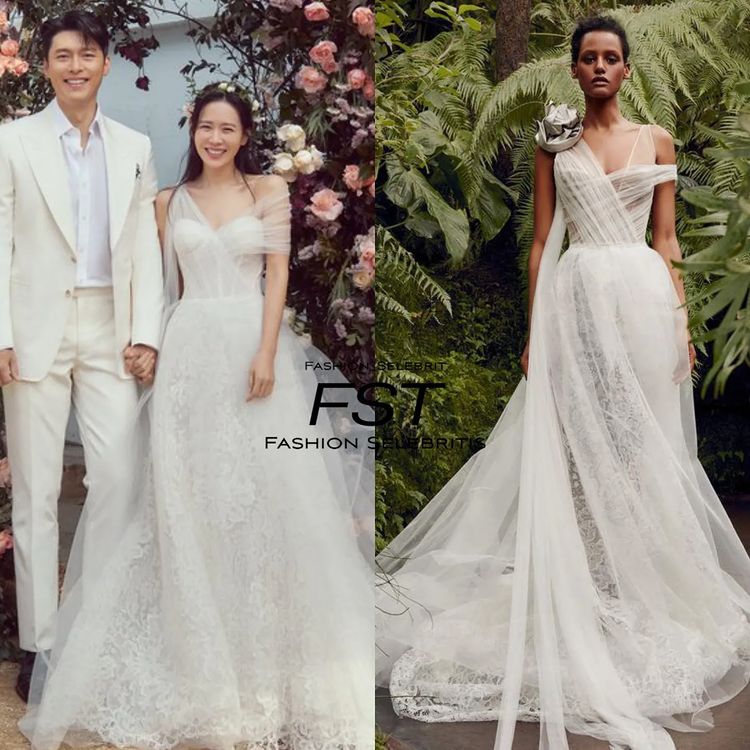 detail gaun pengantin Son Ye-jin © berbagai sumber