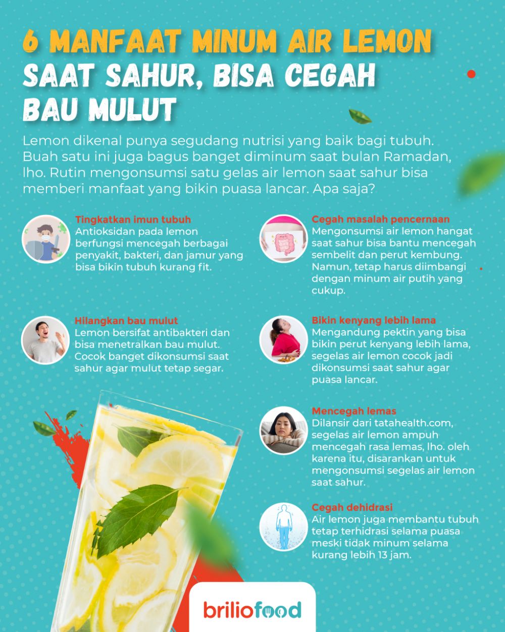 8 Manfaat minum air lemon saat sahur, bantu atasi bau mulut