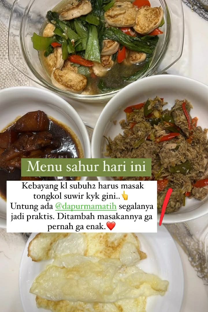 Inspirasi menu sahur 13 seleb untuk suami, simpel dan menggugah selera