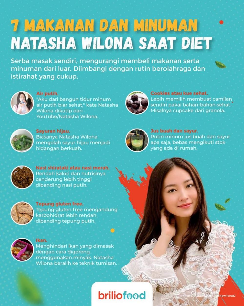 8 Makanan dan minuman Natasha Wilona saat diet, serba masak sendiri