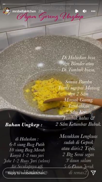 9 Langkah Bella Saphira bikin ayam goreng ungkep, gurih pakai santan