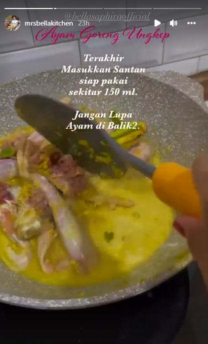 9 Langkah Bella Saphira bikin ayam goreng ungkep, gurih pakai santan
