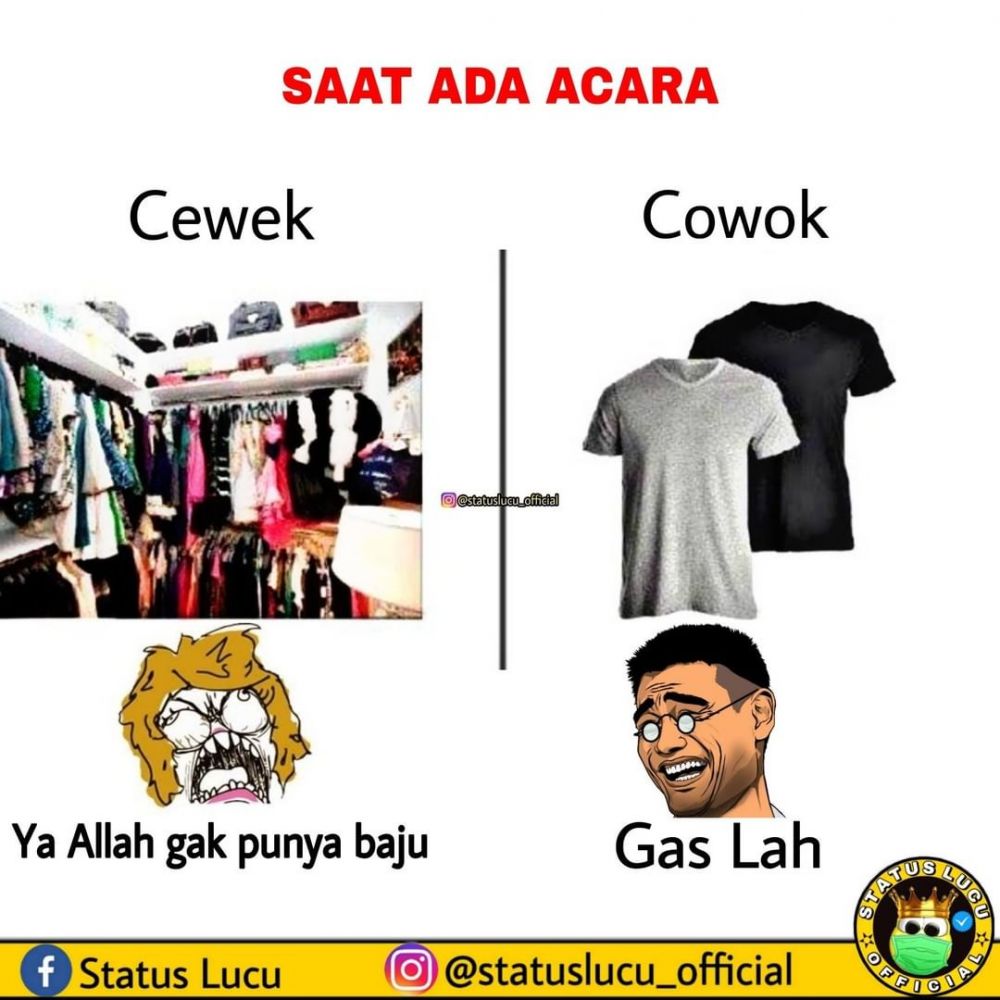meme beda cewek cowok keseharian © berbagai sumber