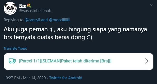 Tulisan kocak kurir isi nama penerima paket © Twitter Tulisan kocak kurir isi nama penerima paket © Twitter