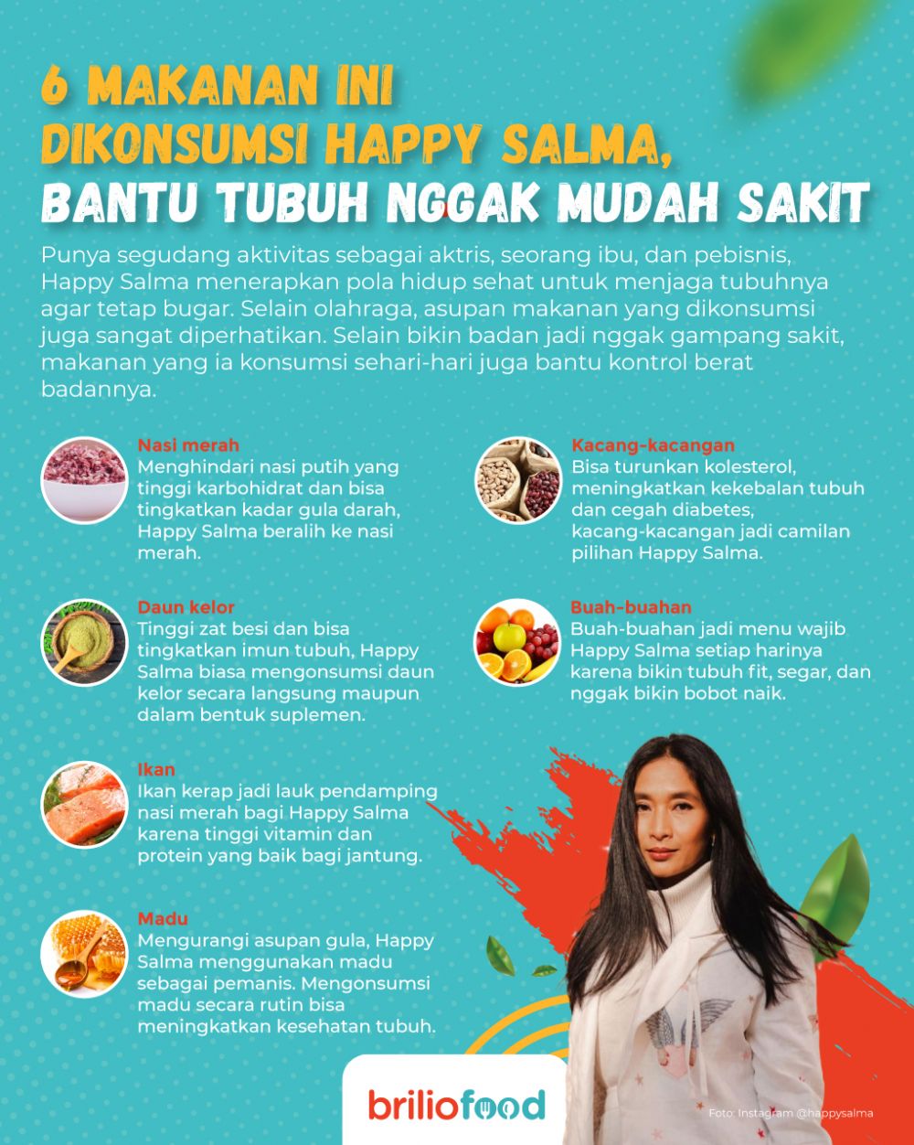 10 Makanan dan minuman Happy Salma ini bikin nggak mudah sakit