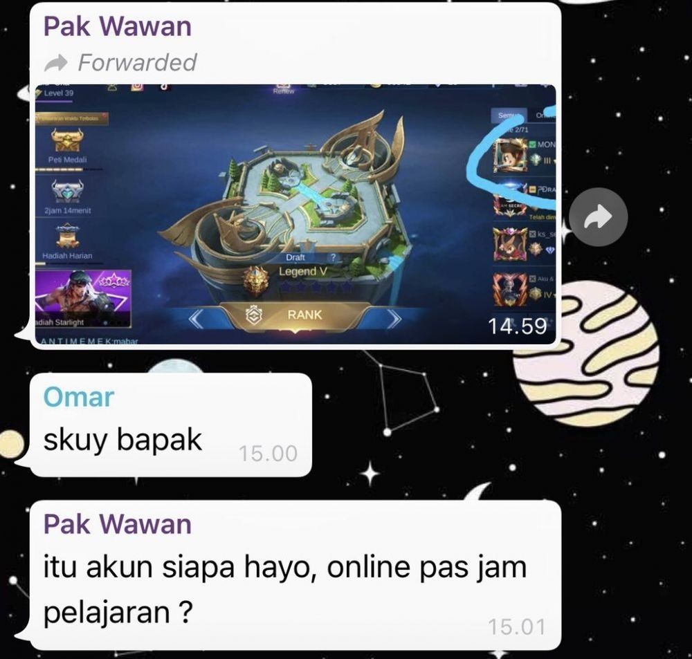 Potret chat lucu pengajar dan murid © berbagai sumber