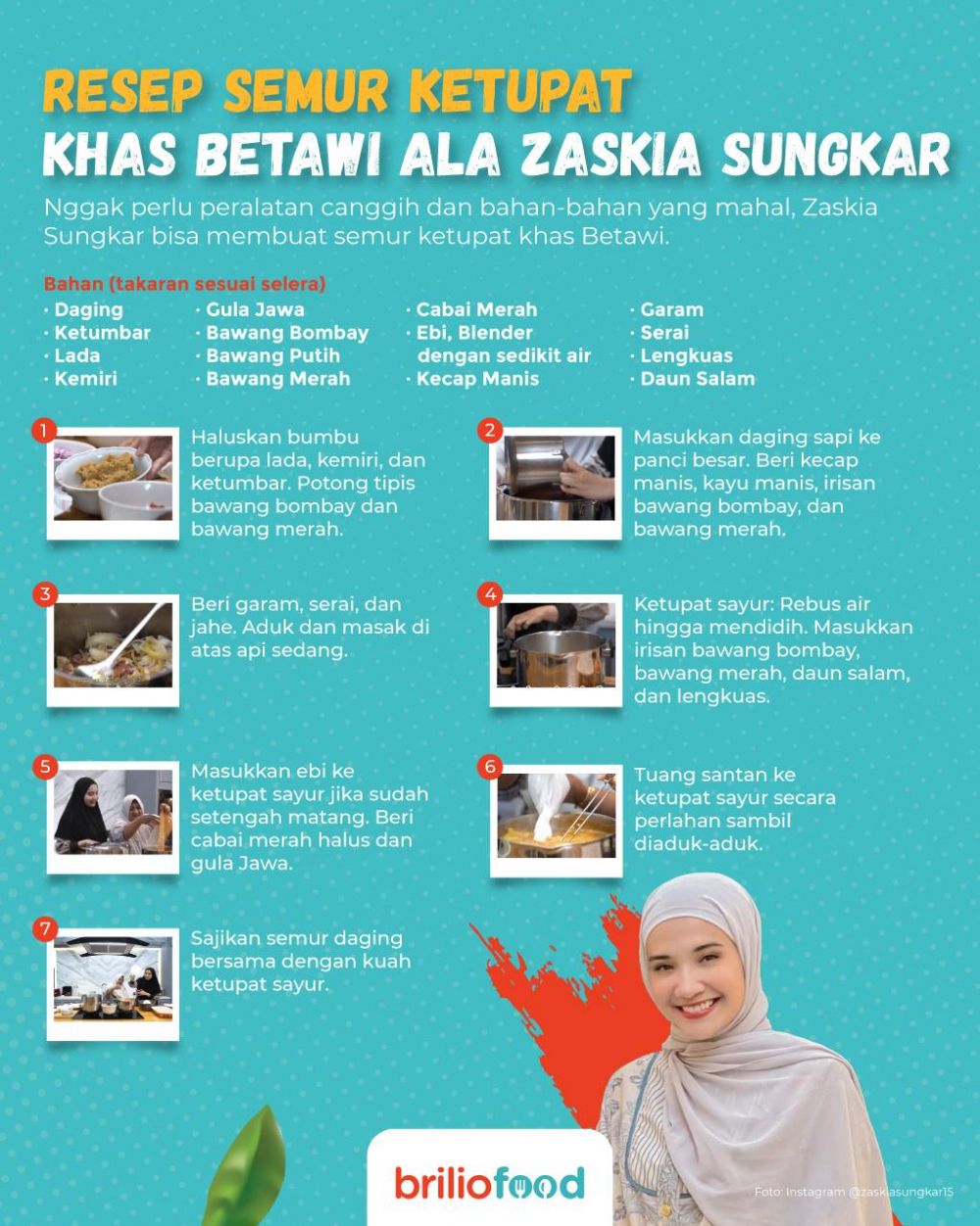 13 Langkah Zaskia Sungkar bikin semur ketupat khas Betawi, bikin nagih