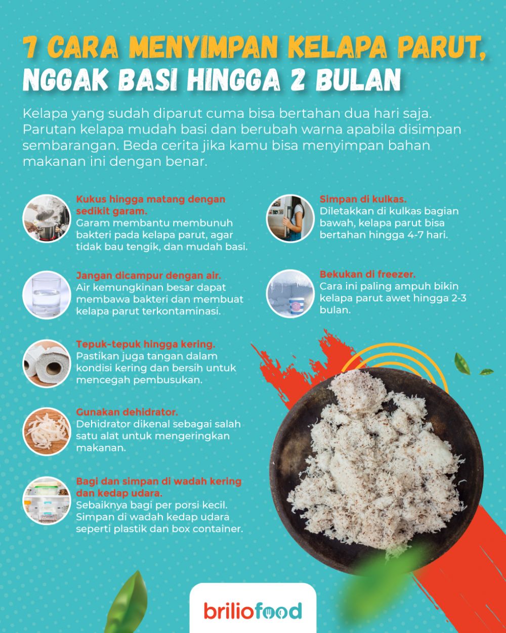 10 Cara ampuh menyimpan kelapa parut, nggak basi hingga 2 bulan