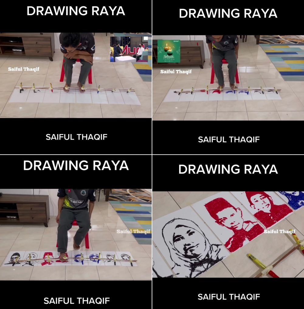 8 gambar lukis pakai kaki © TikTok