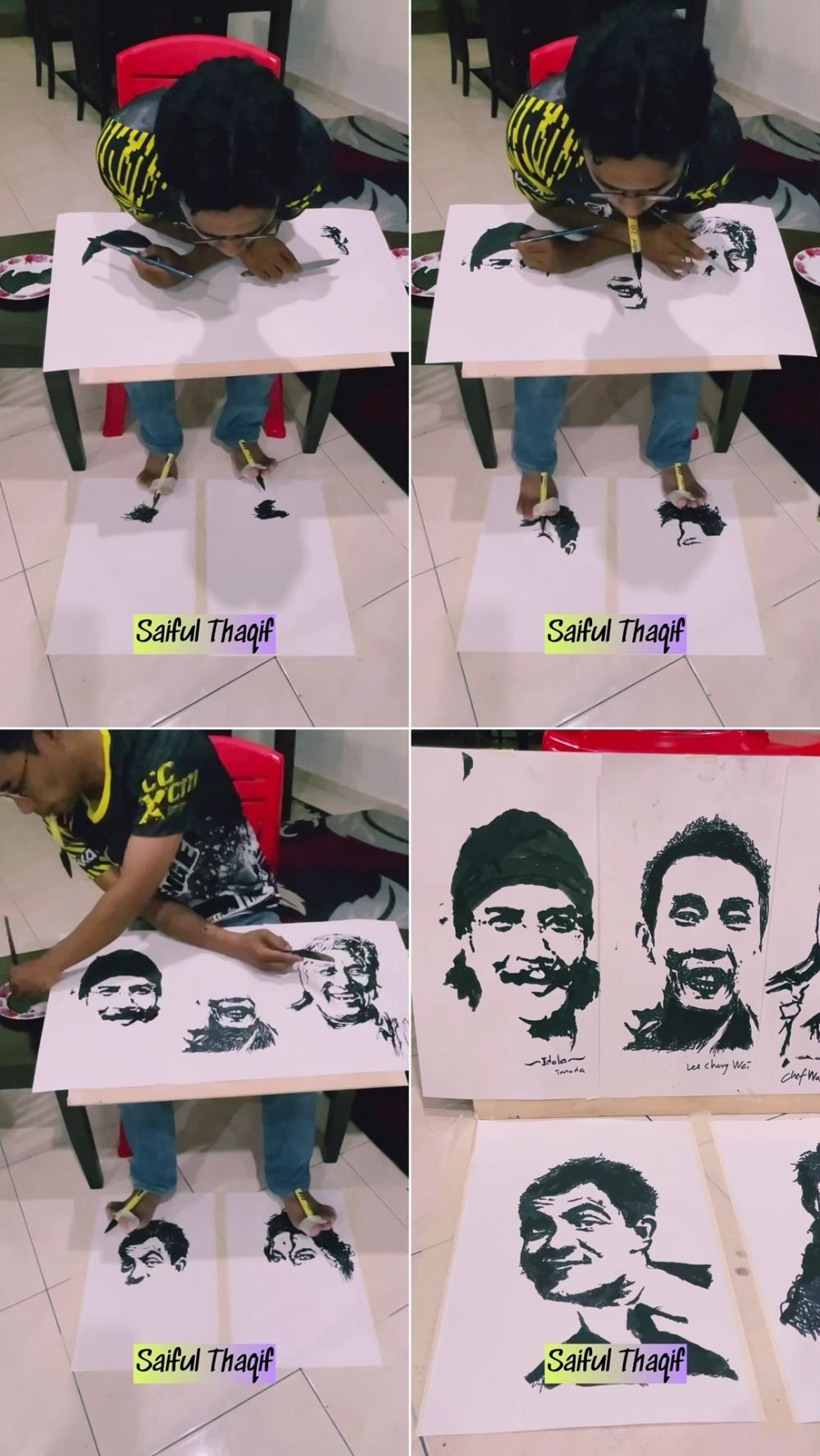 8 gambar lukis pakai kaki © TikTok