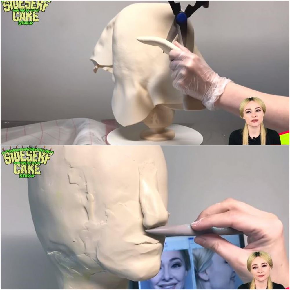 wanita bikin kue mirip diri sendiri © YouTube wanita bikin kue mirip diri sendiri © YouTube