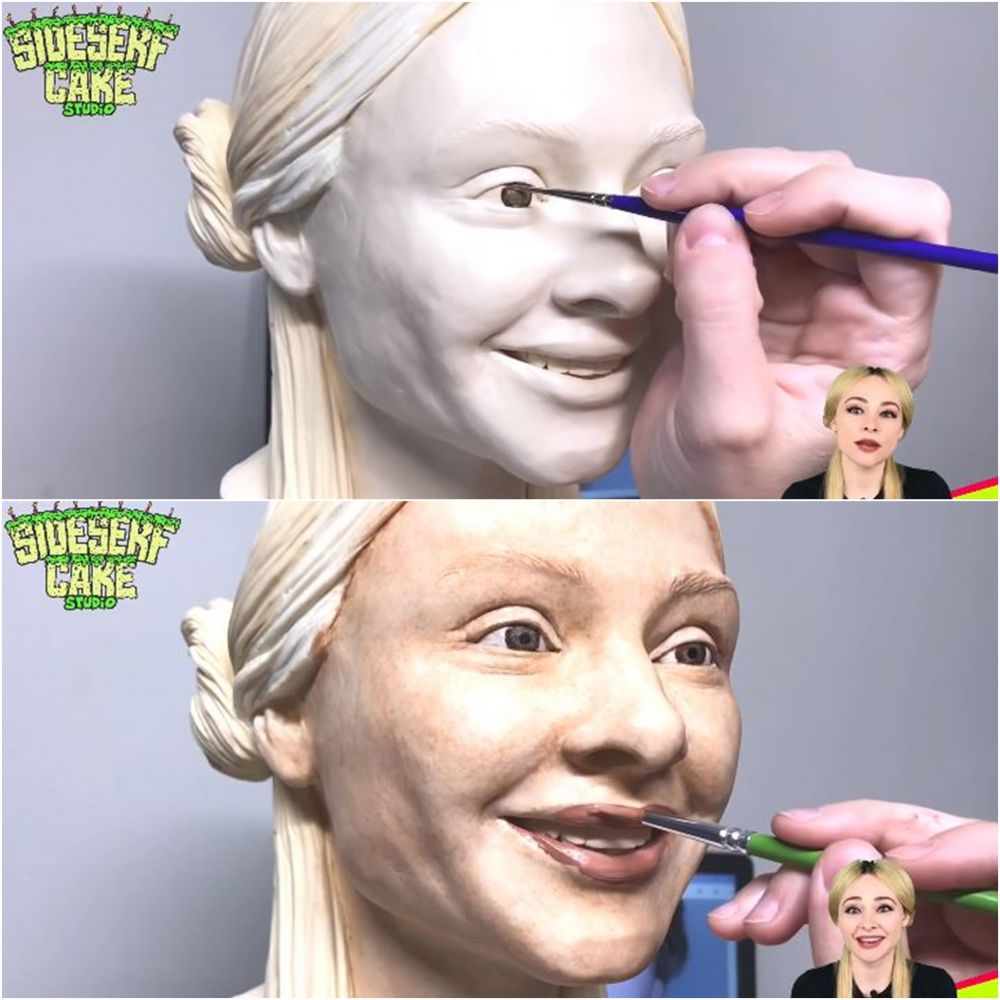 wanita bikin kue mirip diri sendiri © YouTube wanita bikin kue mirip diri sendiri © YouTube