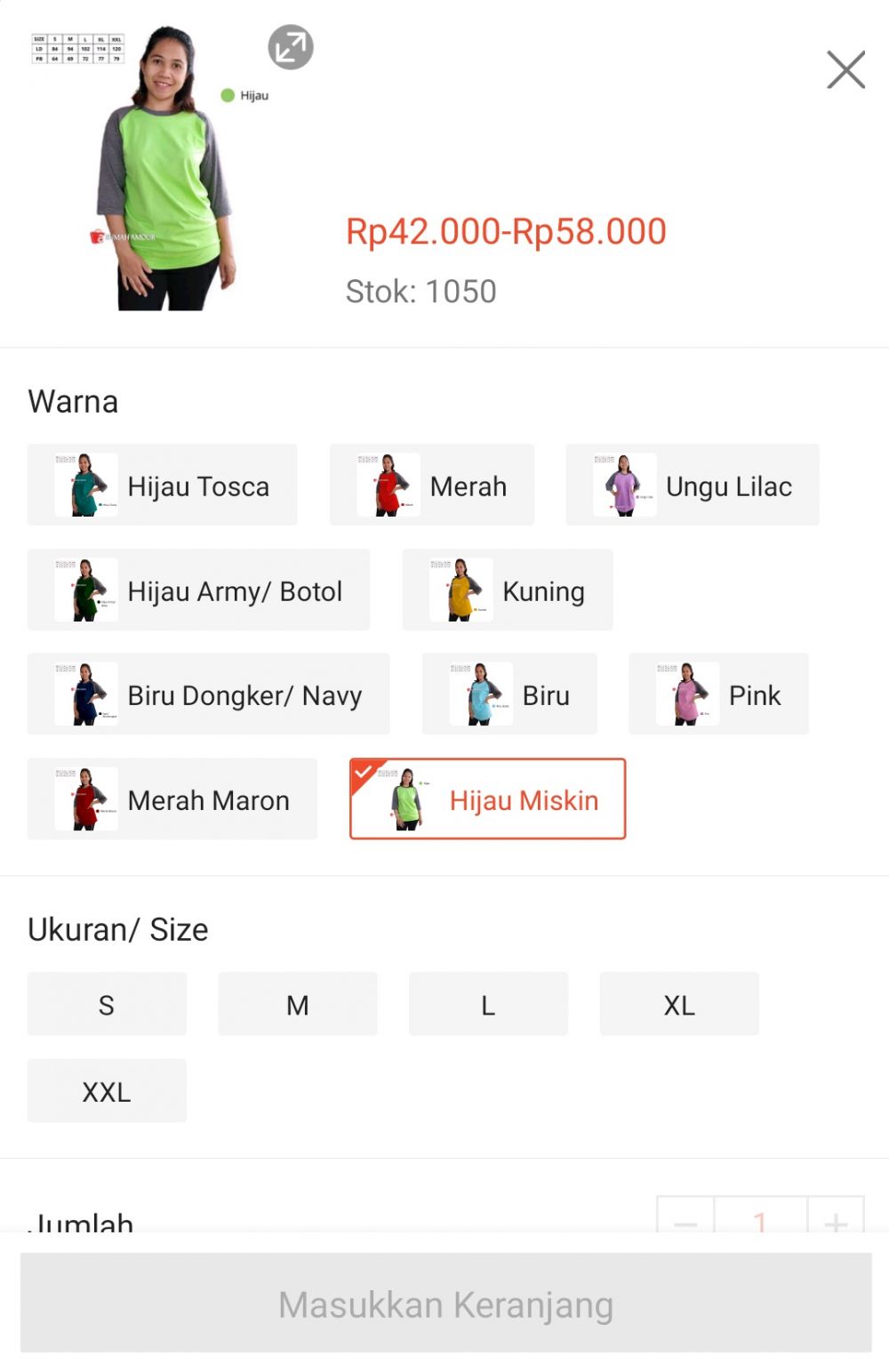 keterangan warna di online shop © Twitter