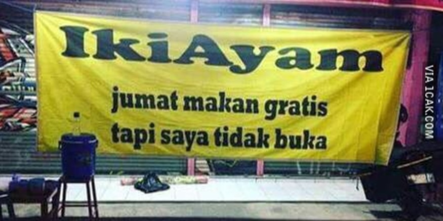 Potret spanduk lucu penjual ayam bakar © berbagai sumber