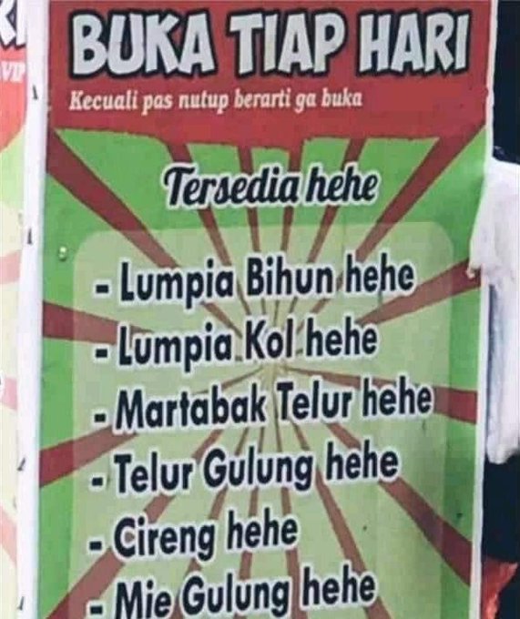 spanduk menu malah tulisannya kocak © Twitter