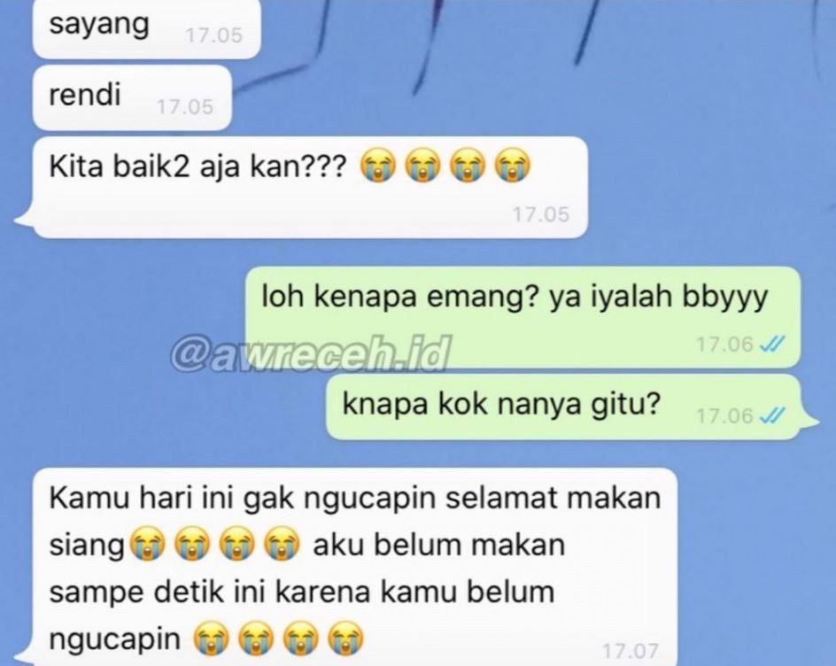 Chat WA lucu orang pacaran bahas makan © berbagai sumber