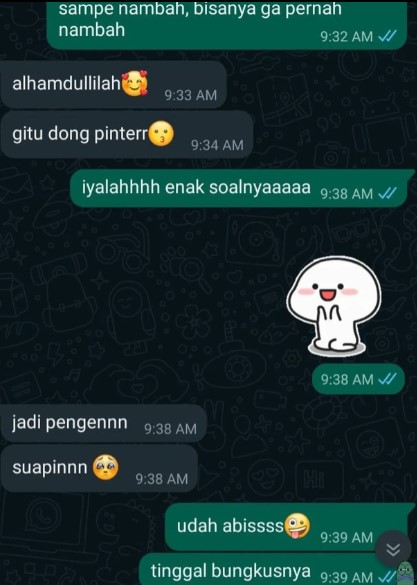 Chat WA lucu orang pacaran bahas makan © berbagai sumber
