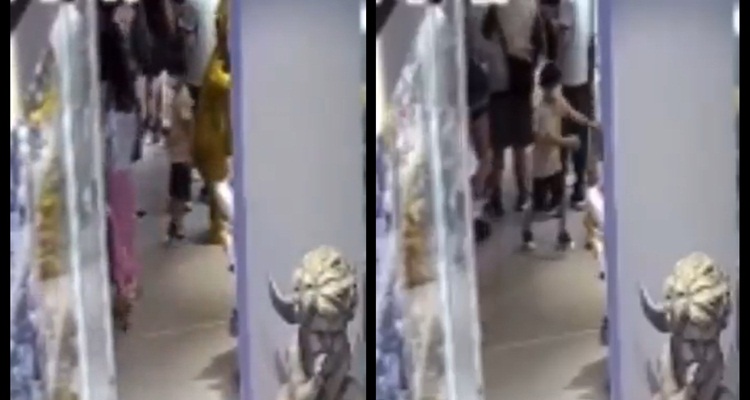 potret patung lala dipecahkan bocah © hongkongfp.com